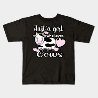 COW - JUST A GIRL WHO LOVES COWS STICKERS, PHONE CASES, SOCKS AND MORE Kids T-Shirt